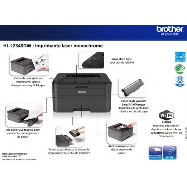 Imprimante Laser A4 Noir et Blanc BROTHER HL-L5100DN - BUROTIC STORE