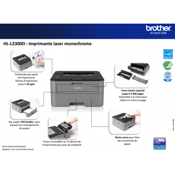 brother Toner pour imprimante laser brother HL-L2310D, noir