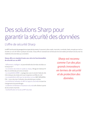 KIT DE SÉCURITÉ DES DONNÉES SHARP MXFR52U