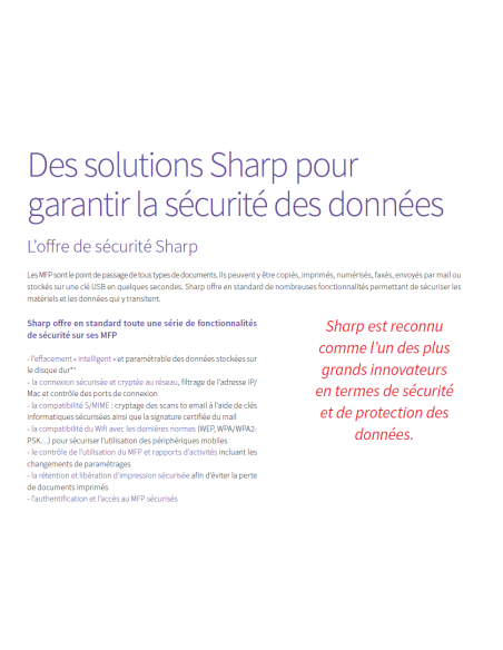 KIT DE SÉCURITÉ DES DONNÉES SHARP MXFR52U